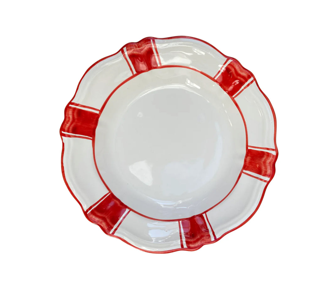 Alex &amp; Trahanas: Parasol Ceramic Pasta Bowl - Red Stripe-Homewares-Watson X Watson-Watson X Watson