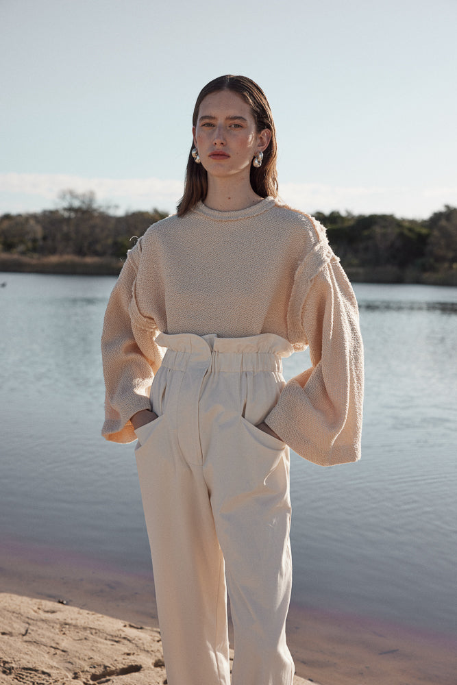 BOUCLE TUNIC TOP - CREAM WOOL-TOP-Watson X Watson-Watson X Watson