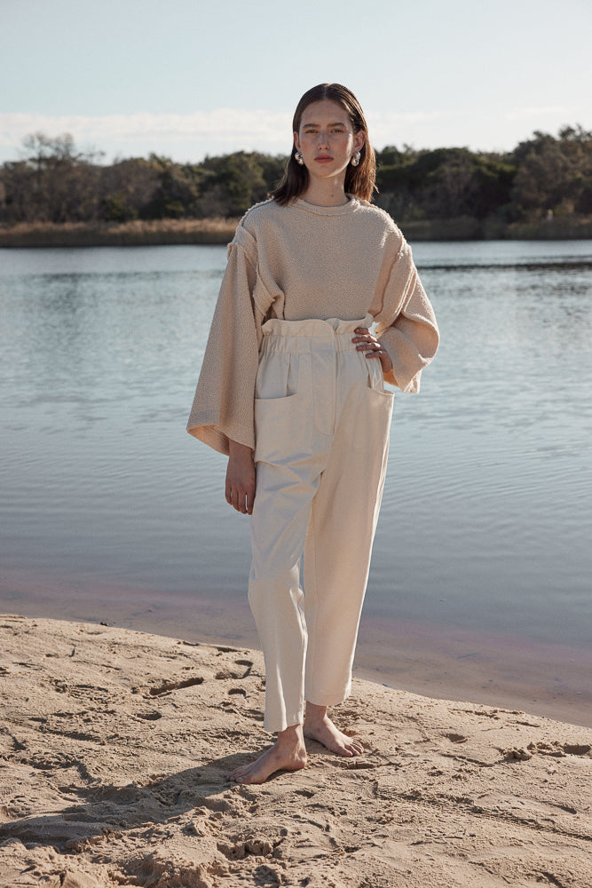 BOUCLE TUNIC TOP - CREAM WOOL-TOP-Watson X Watson-Watson X Watson