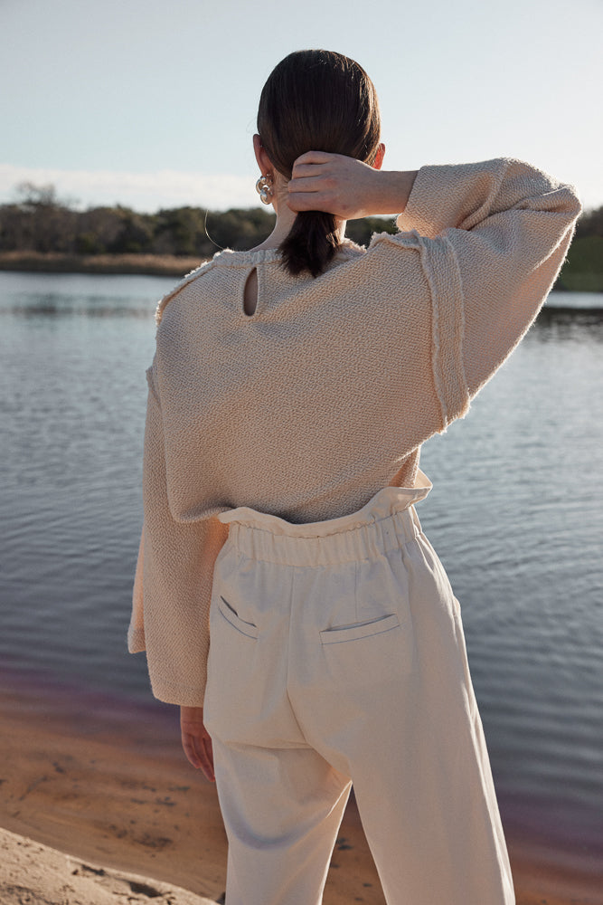 BOUCLE TUNIC TOP - CREAM WOOL-TOP-Watson X Watson-Watson X Watson