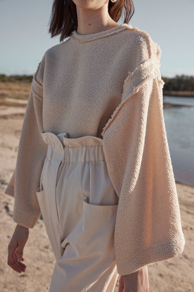 BOUCLE TUNIC TOP - CREAM WOOL-TOP-Watson X Watson-Watson X Watson