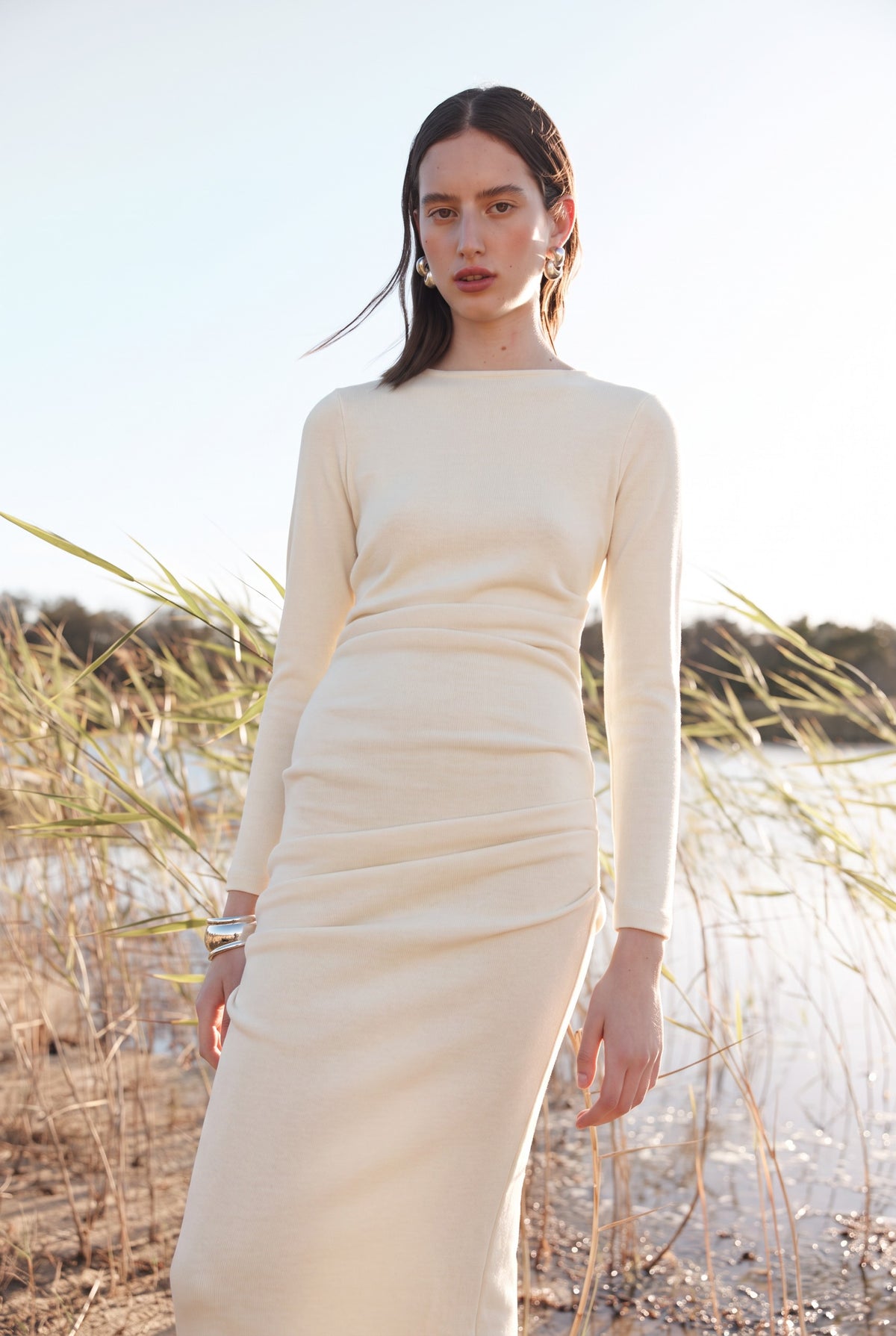 REMOVABLE SNOOD DRESS - IVORY