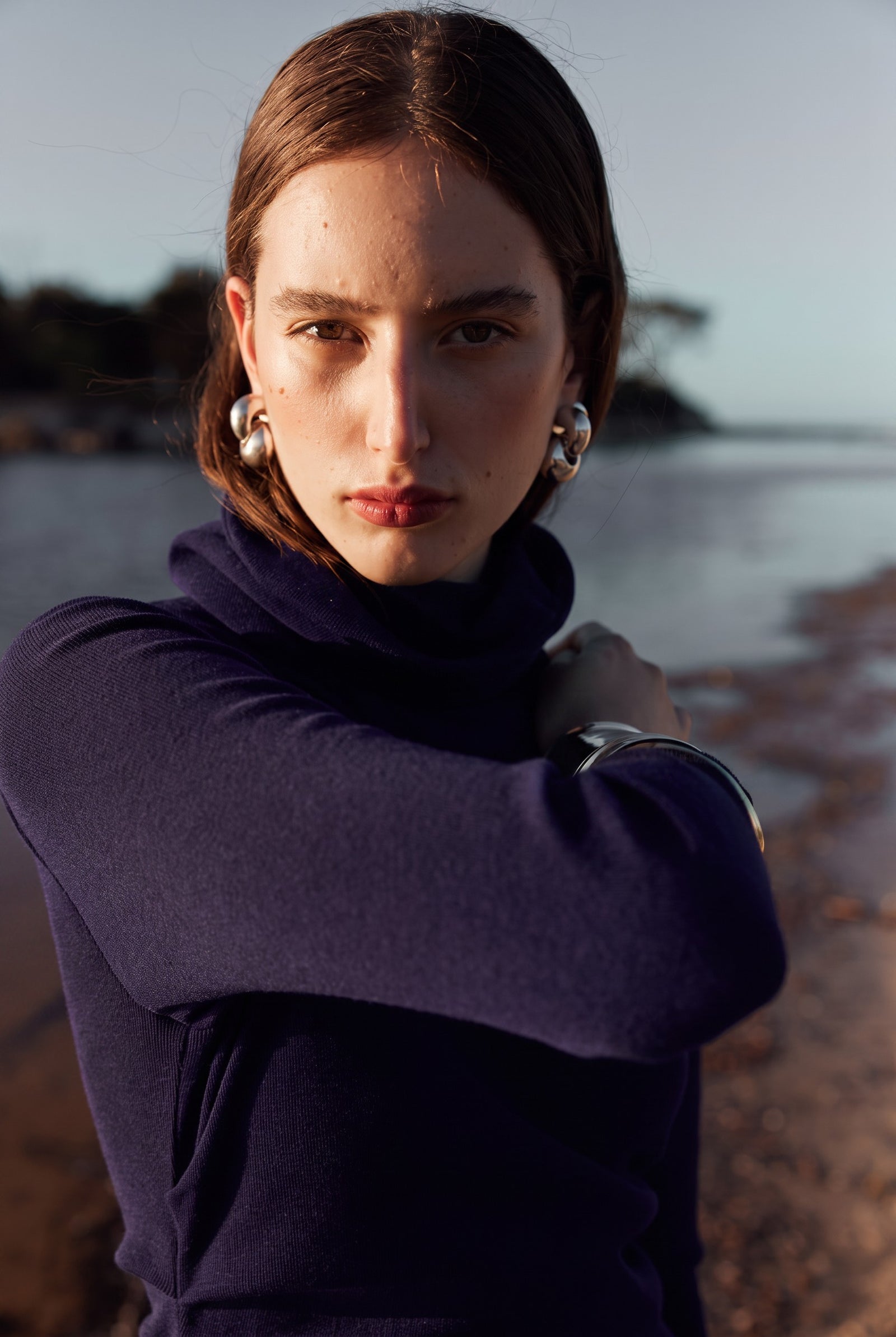REMOVABLE SNOOD DRESS - NAVY-Dresses-Watson X Watson-Watson X Watson