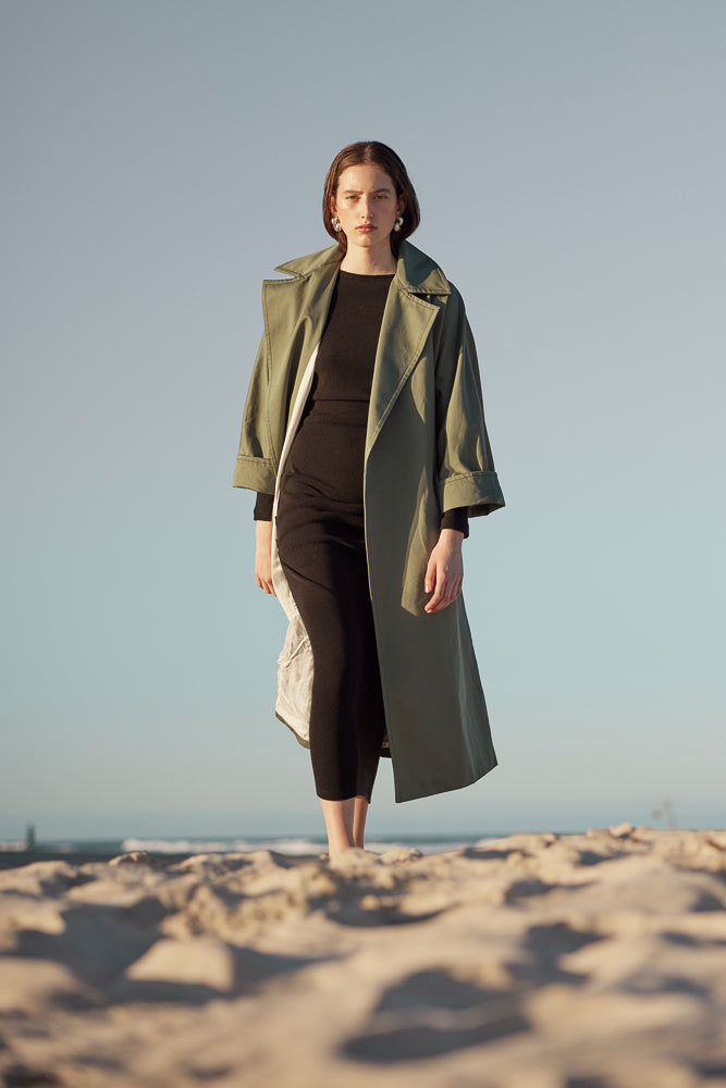 Khaki green duster on sale jacket