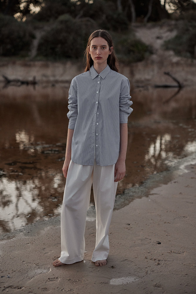 BOYFRIEND SHIRT - BLUE STRIPE-SHIRTS-Watson X Watson-Watson X Watson