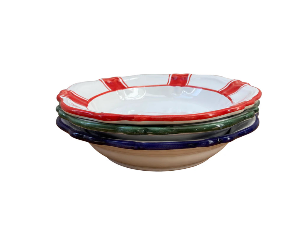Alex &amp; Trahanas: Parasol Ceramic Pasta Bowl - Red Stripe-Homewares-Watson X Watson-Watson X Watson