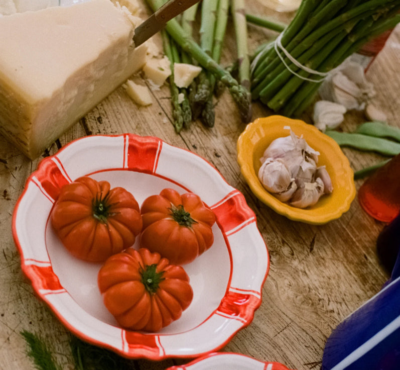 Alex &amp; Trahanas: Parasol Ceramic Pasta Bowl - Red Stripe-Homewares-Watson X Watson-Watson X Watson