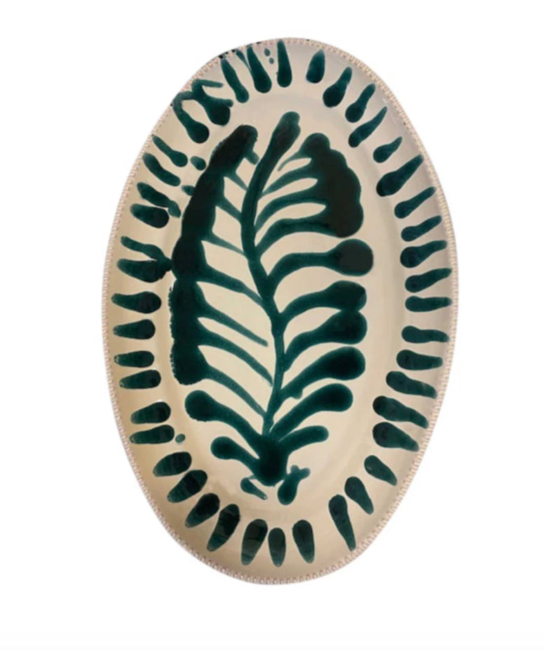 Foglia ceramic oval serving platter Alex &amp; Trahanas (made in Italy)-Watson X Watson-Watson X Watson