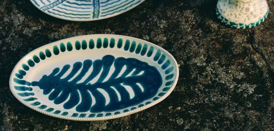 Foglia ceramic oval serving platter Alex &amp; Trahanas (made in Italy)-Watson X Watson-Watson X Watson