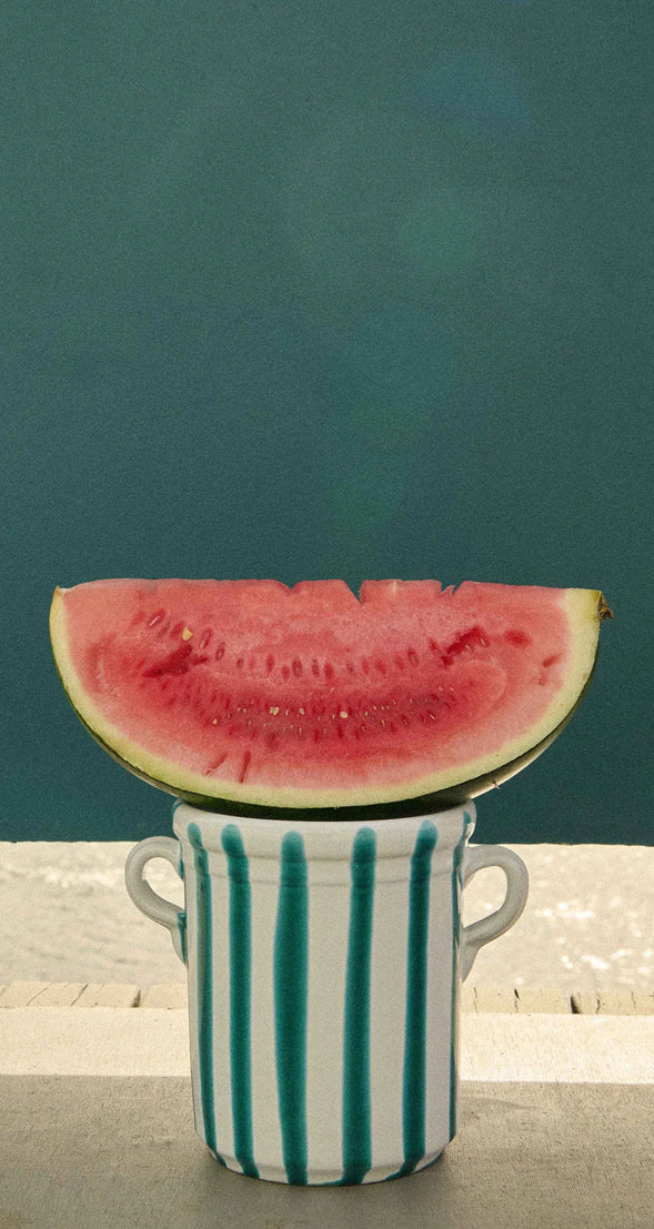 Alex & Trahanas: Lido ceramic wine cooler Sea green & White-Homewares-Watson X Watson-Watson X Watson