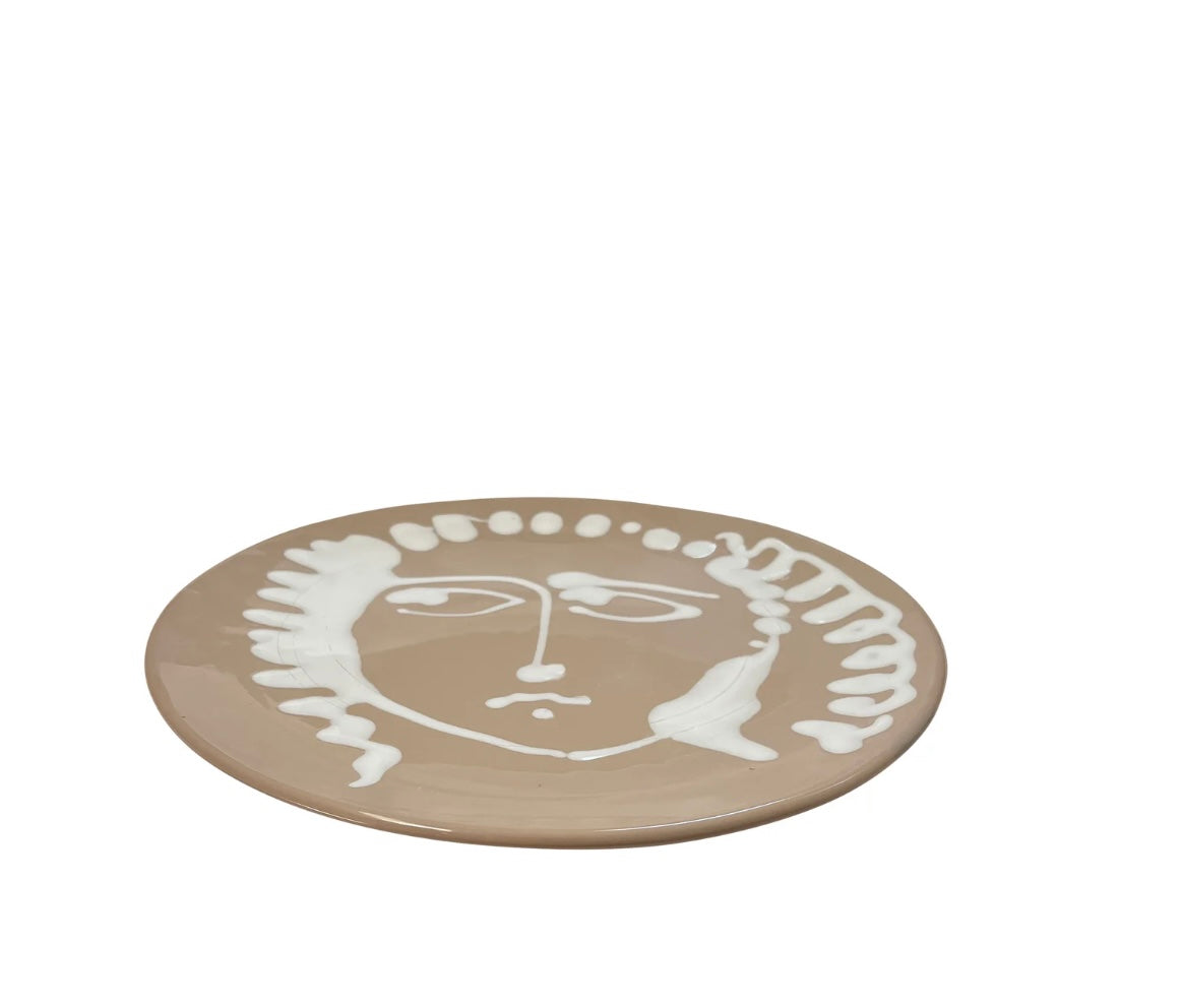 Alex &amp; Trahanas: Large Face serving platter - Beige-Homewares-Watson X Watson-Watson X Watson