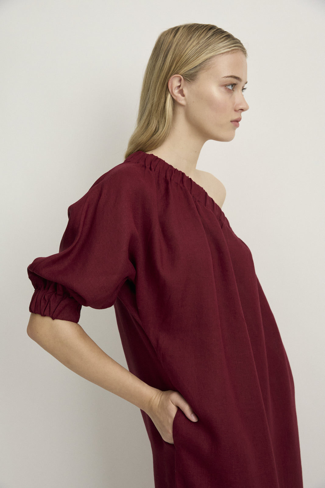 ONE SHOULDER MAXI - MERLOT-Dresses-Watson X Watson-Watson X Watson