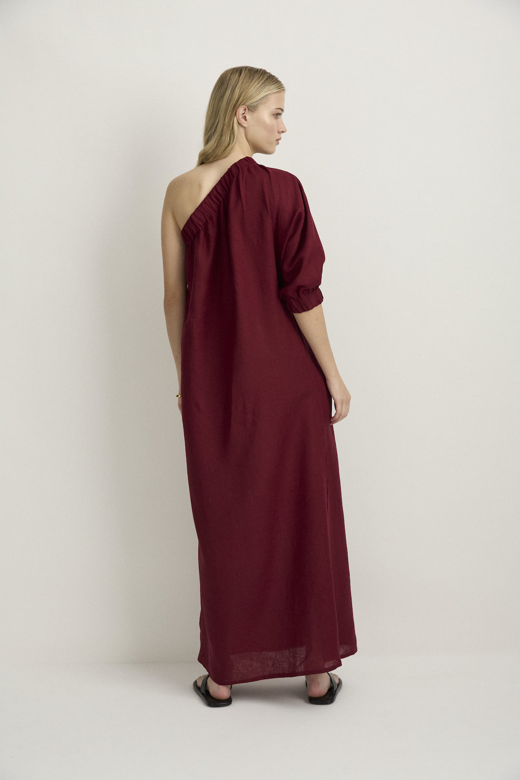 ONE SHOULDER MAXI - MERLOT-Dresses-Watson X Watson-Watson X Watson