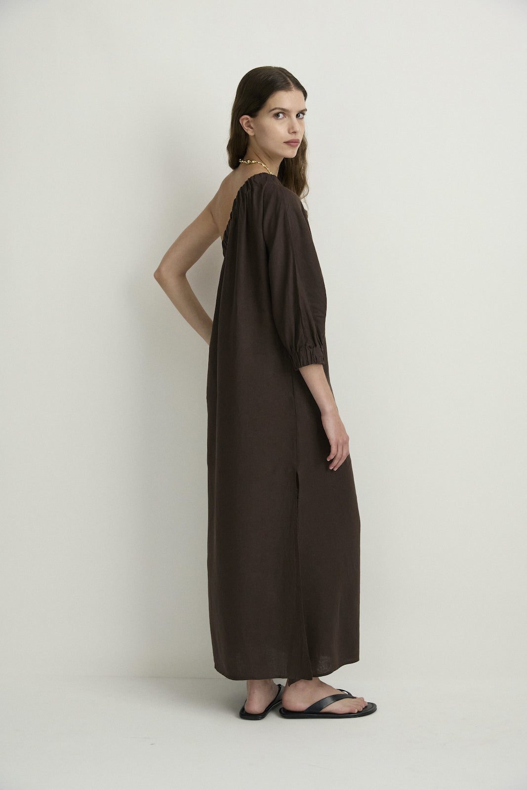 ONE SHOULDER MAXI - ESPRESSO-Dresses-Watson X Watson-Watson X Watson
