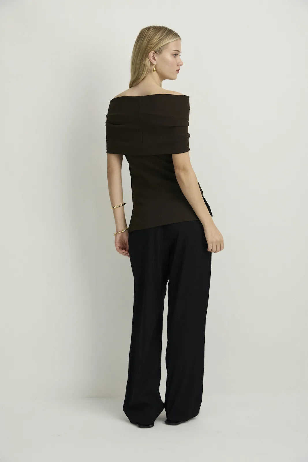 SOFT SCULPTURE OFF-SHOULDER TOP - ESPRESSO-TOP-Watson X Watson-Watson X Watson
