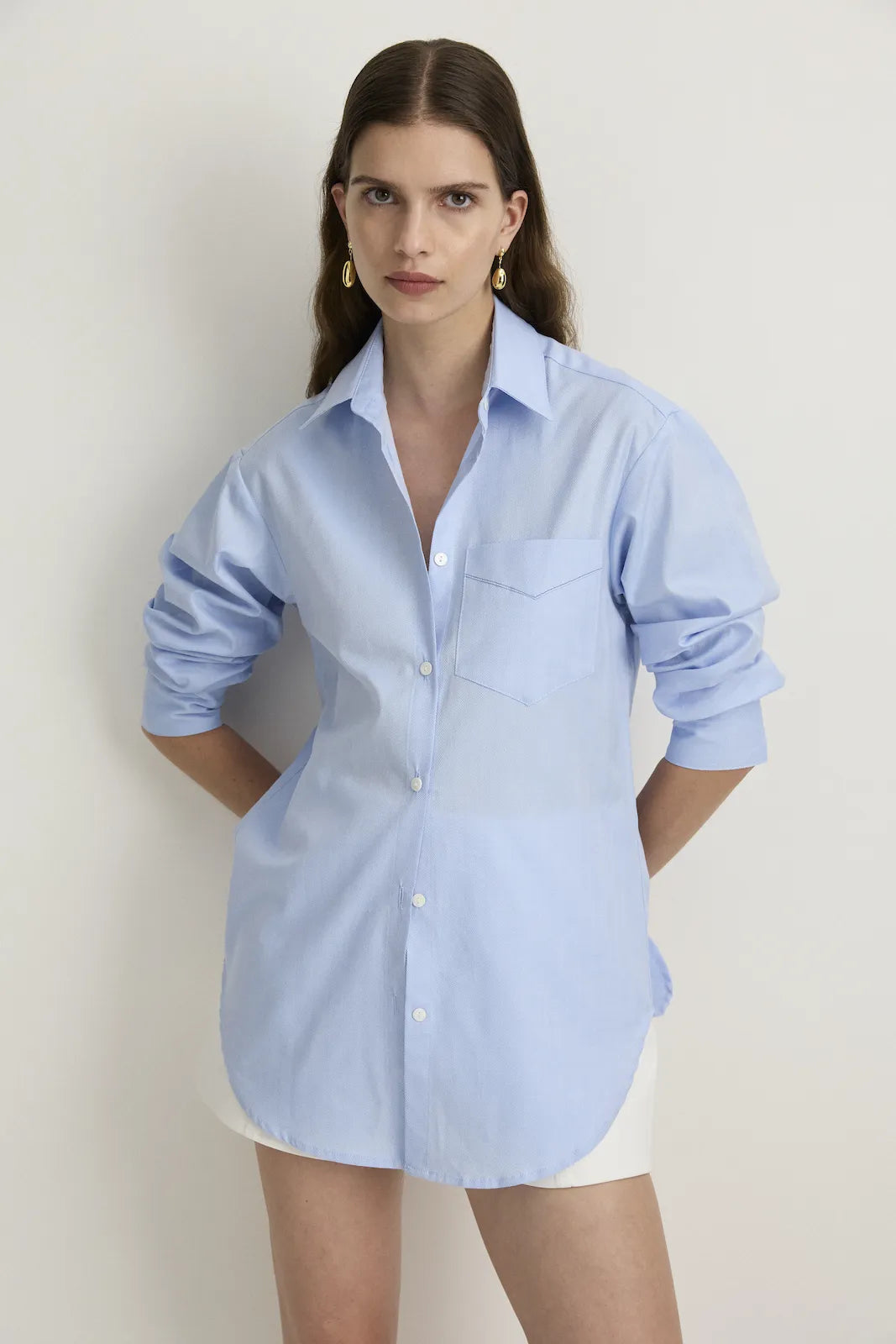 POCKET SHIRT - SKY HERRINGBONE-SHIRTS-Watson X Watson-Watson X Watson