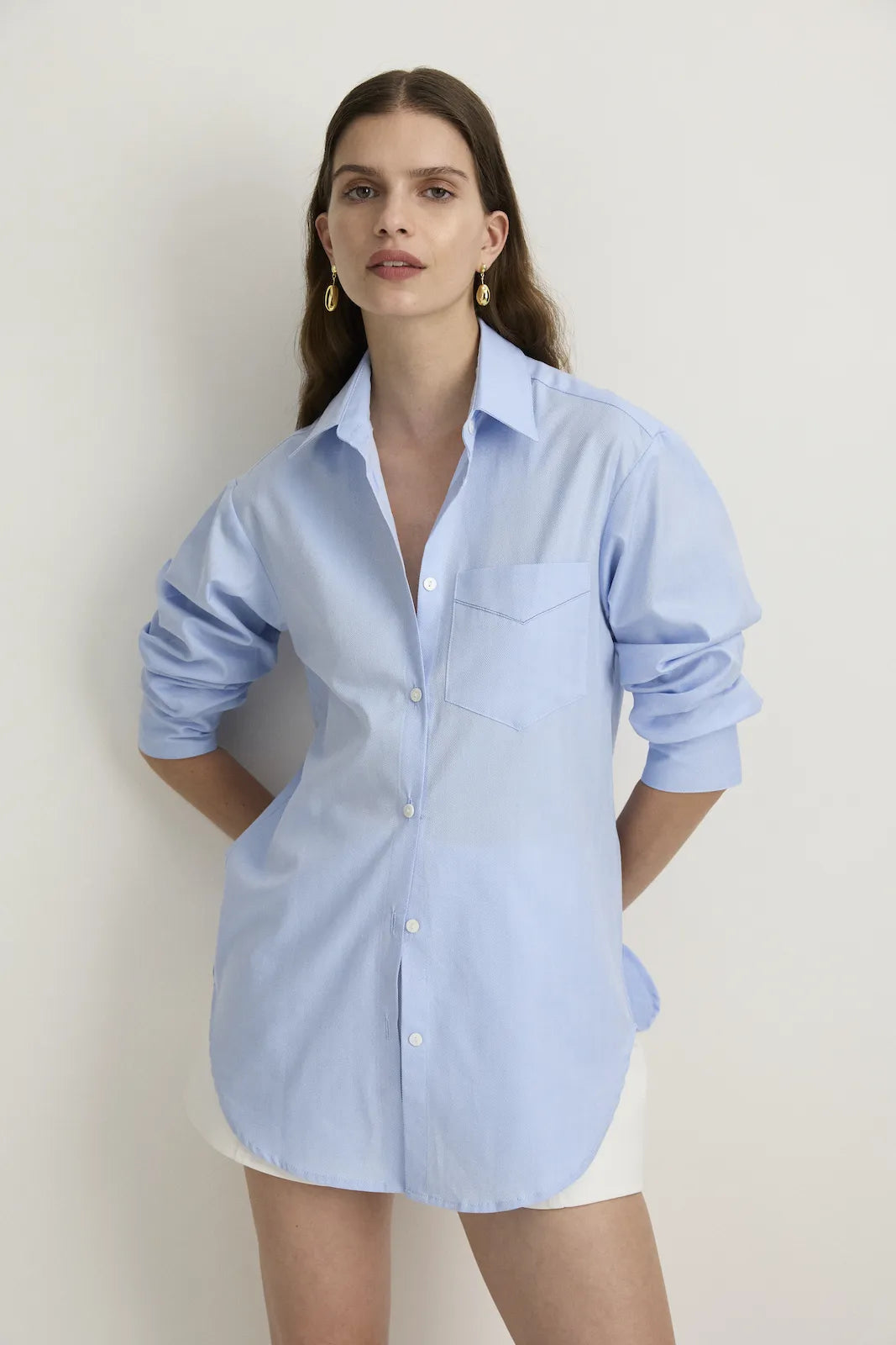 POCKET SHIRT - SKY HERRINGBONE-SHIRTS-Watson X Watson-Watson X Watson