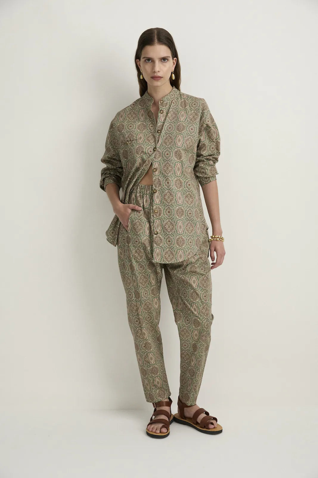 RELAXED ZIP PANTS - GREEN EMBLEM-Pants-Watson X Watson-Watson X Watson