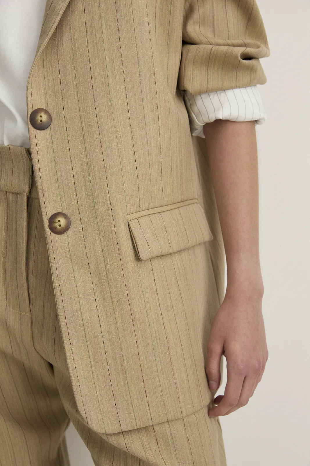 POCKET BLAZER - CAMEL STRIPE-Jacket-Watson X Watson-Watson X Watson