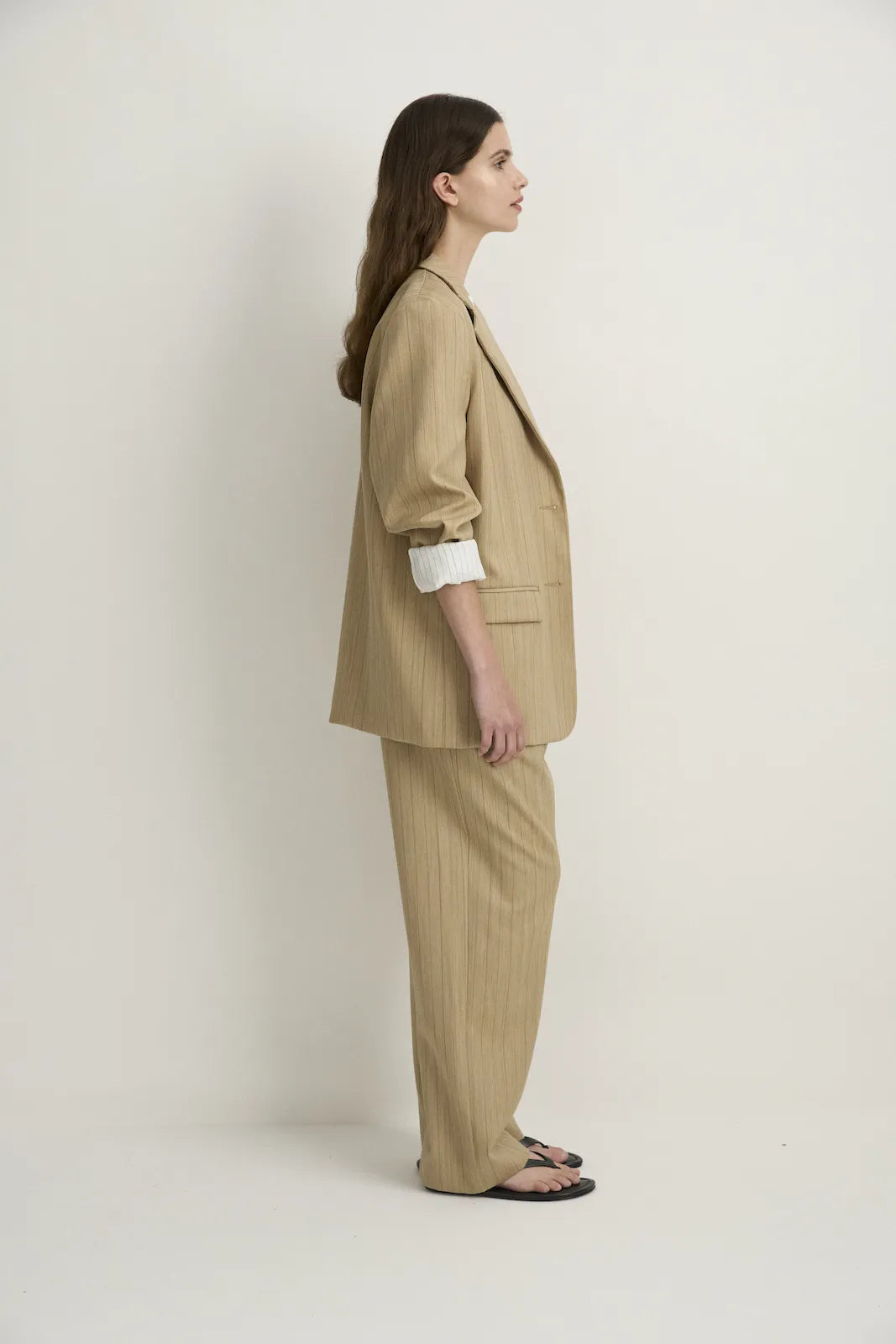 POCKET BLAZER - CAMEL STRIPE-Jacket-Watson X Watson-Watson X Watson