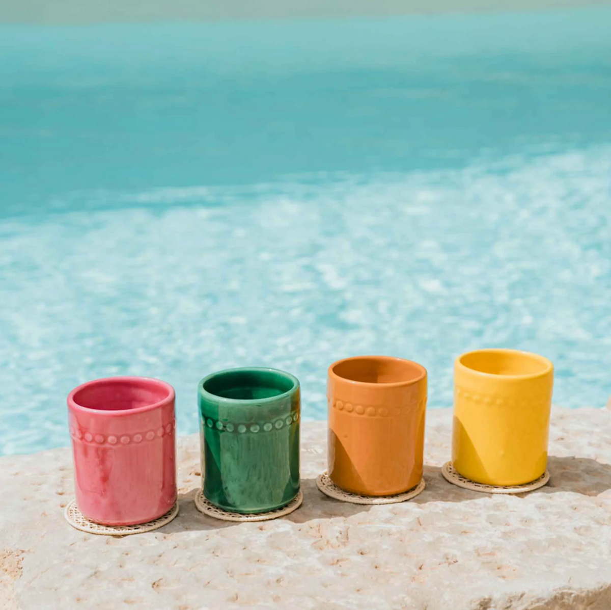 Alex &amp; Trahanas: La Piscina Ceramic Cups, Set of 4-Homewares-Watson X Watson-Watson X Watson