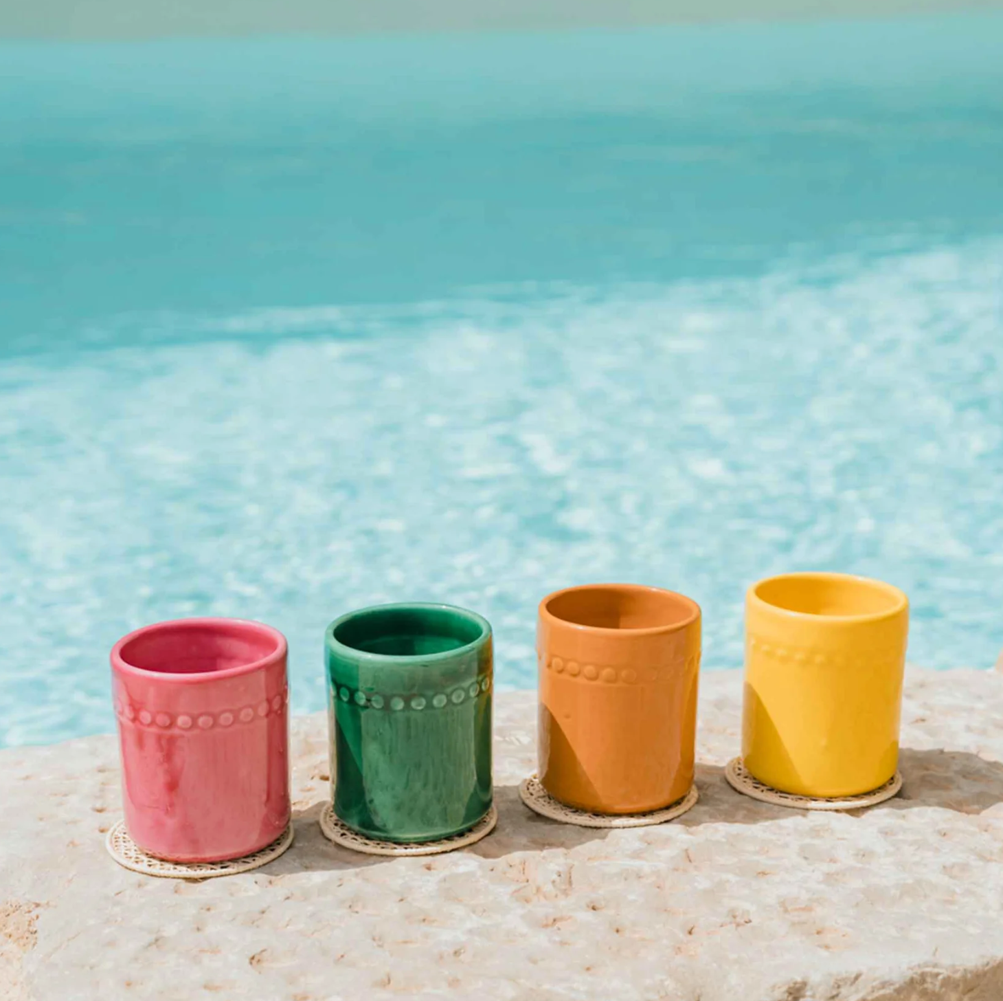 Alex & Trahanas: La Piscina Ceramic Cups, Set of 4-Homewares-Watson X Watson-Watson X Watson