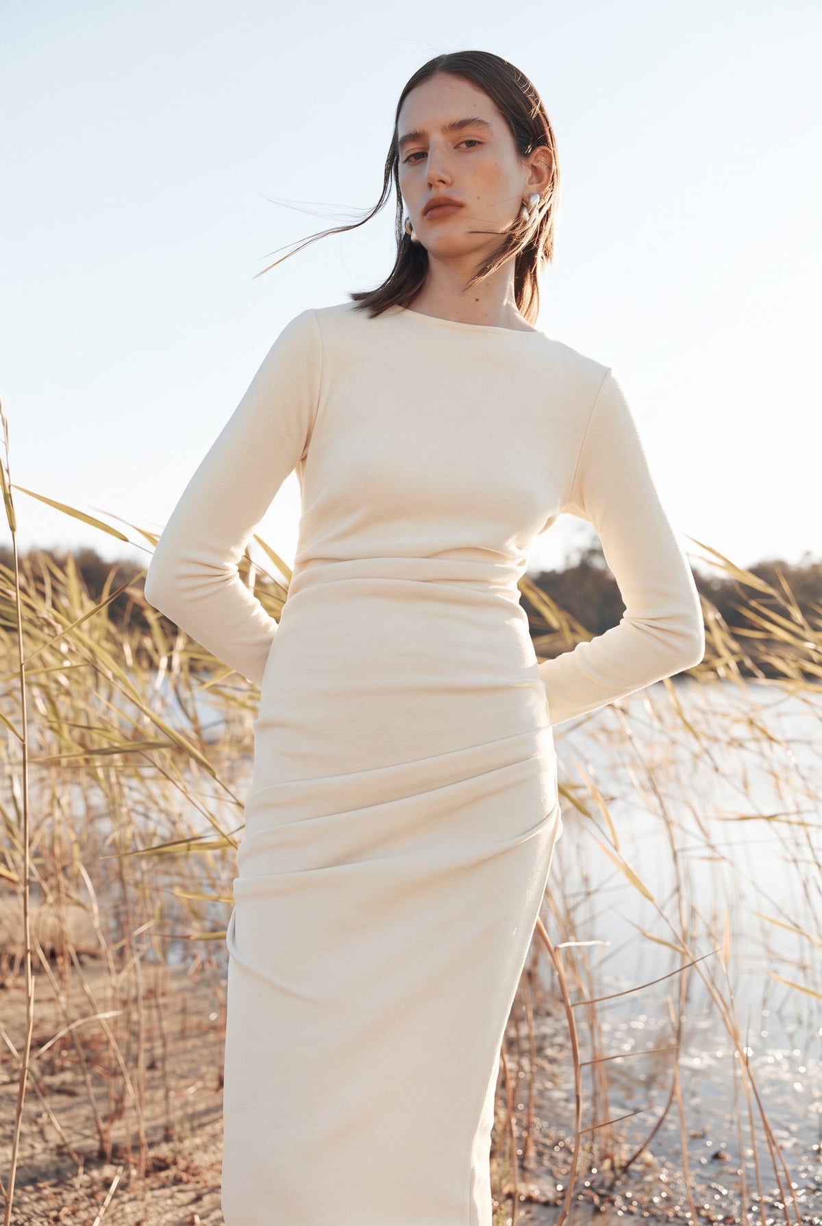 REMOVABLE SNOOD DRESS - IVORY