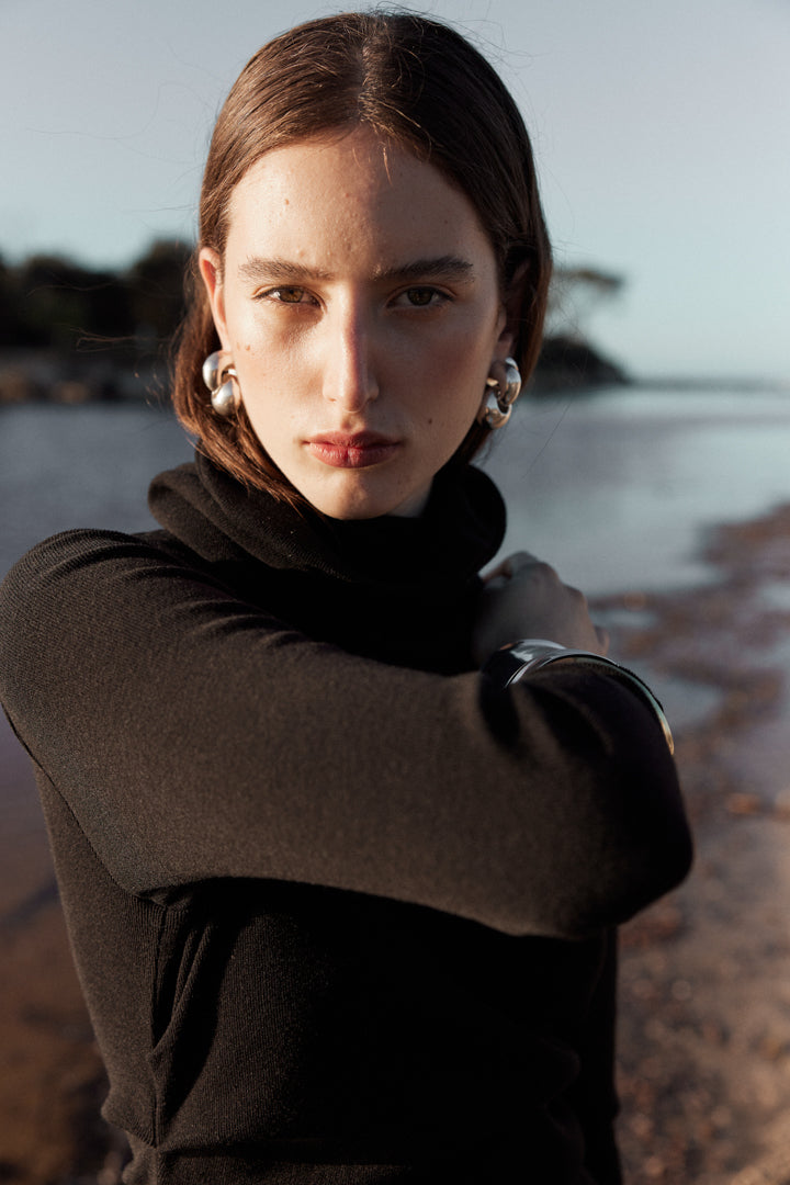 REMOVABLE SNOOD DRESS - BLACK-Dresses-Watson X Watson-Watson X Watson